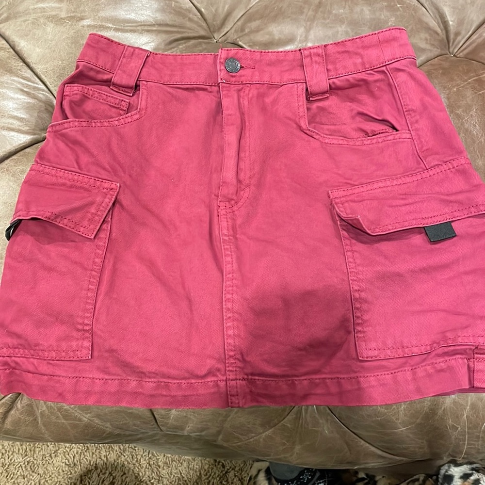 Mini Skirt size M maroon denim